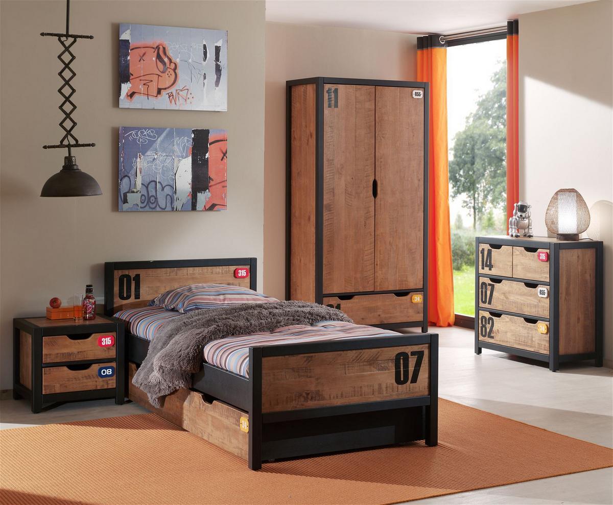 KINDERZIMMER Set komplett Kameko 7 Massivholz+MDF Schwarz/Cognac - Cognac/Schwarz, Holz (270/1/170cm) - 58aufmkessel