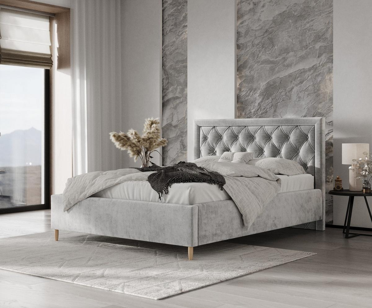 POLSTERBETT Lido 140/200 cm Hellgrau im Lotta Stoff - Hellgrau/Naturfarben, Holz/Holzwerkstoff (140/200cm) - AltaBeds
