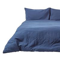 BETTWÄSCHE Leinen - Dunkelblau, Textil (260/220cm) - Homescapes