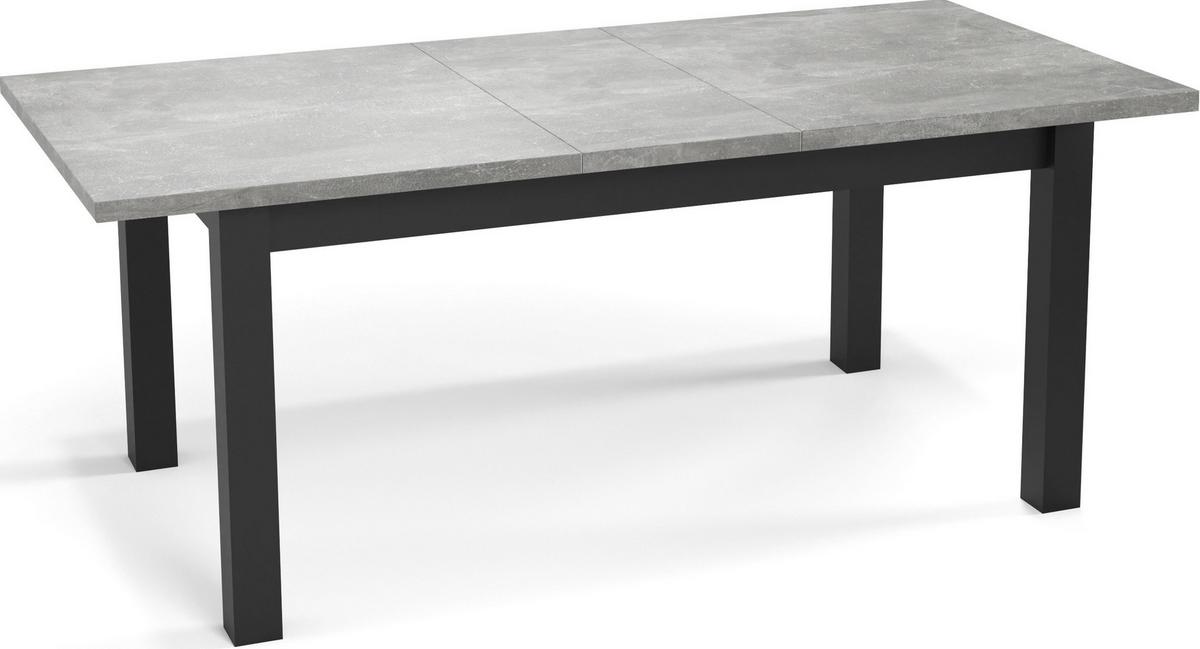 ESSTISCH Davidof rechteckig ausziehbar, Grauer Beton 120-160/80/76 cm - Hellgrau/Schwarz, Holz/Holzwerkstoff (67/160/76cm) - WFL GROUP