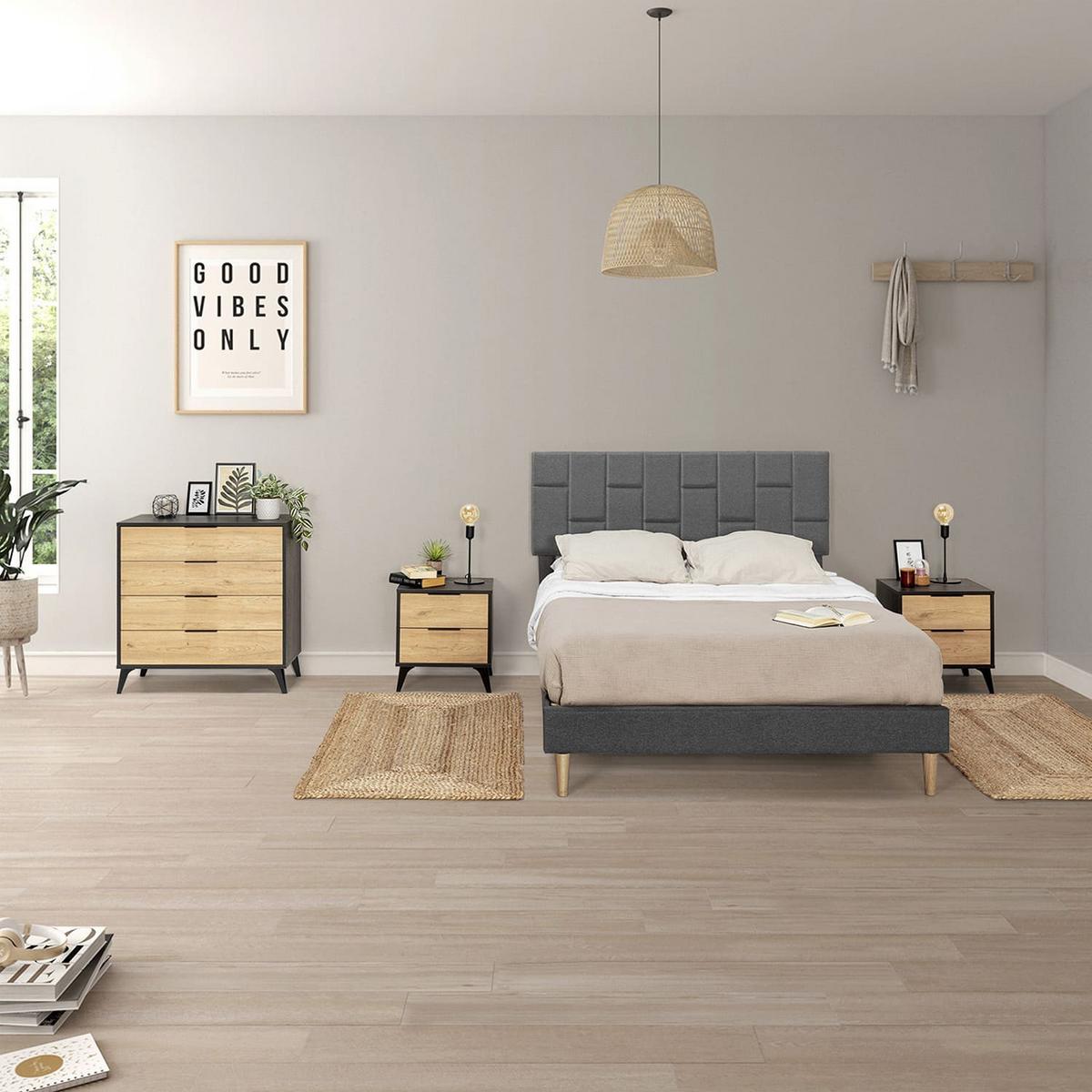 POLSTERBETT 90x190 cm Sorni, Dunkelgrau - Dunkelgrau, Textil (195/98/113cm) - VS Venta-stock