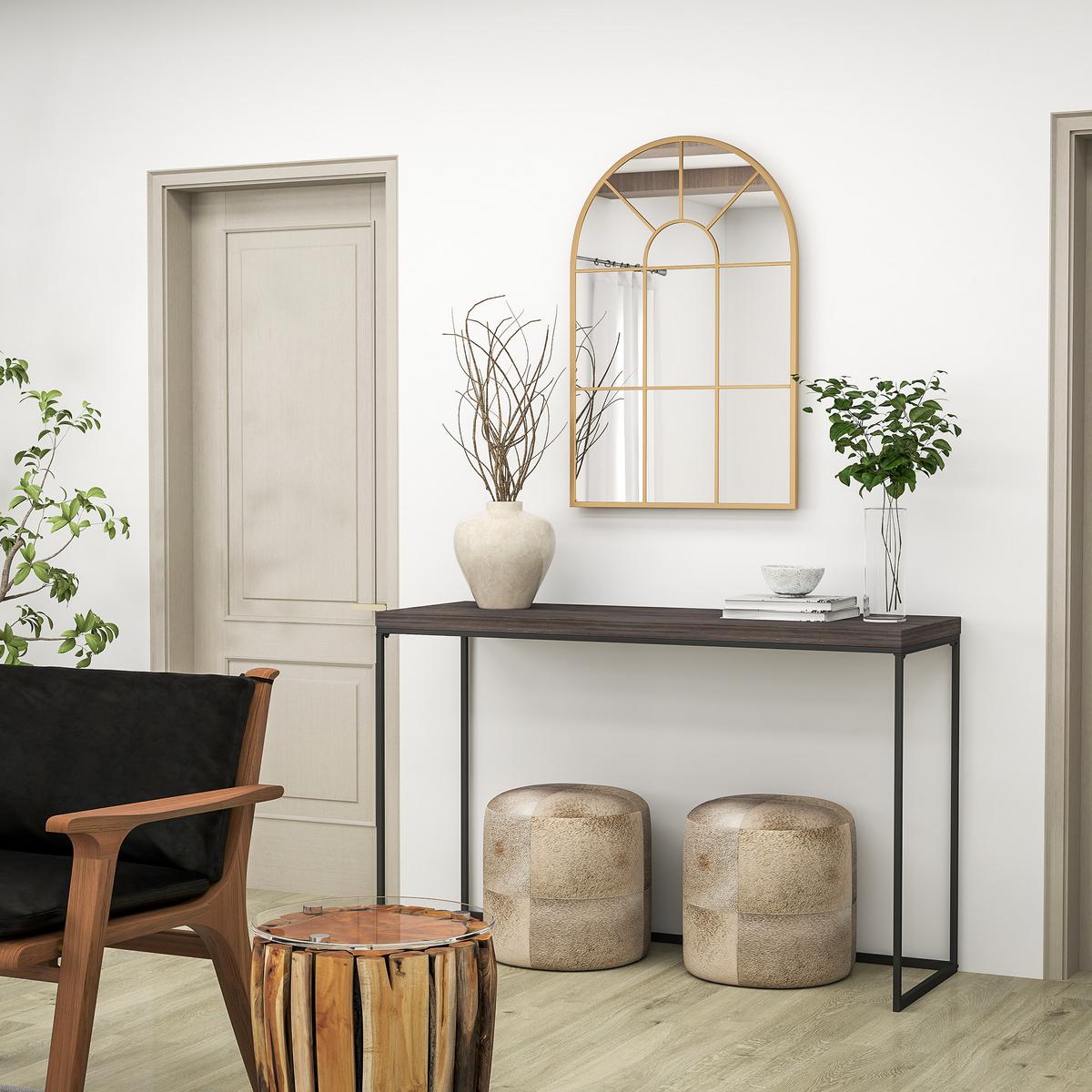 WANDSPIEGEL Fensterspiegel 91 x 60 cm Dekorativ Spiegel mit Metallrahmen Gold - Goldfarben, Glas/Metall (2/60/91cm) - HOMCOM