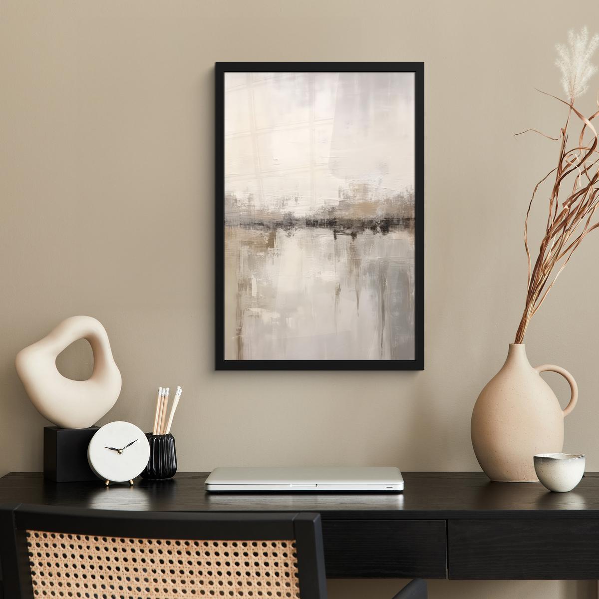 POSTER MIT RAHMEN Moderne Kunst - Abstrakt - Beige Bilder mit Rahmen 40x60 cm - Beige, Papier (40/60cm) - MuchoWow