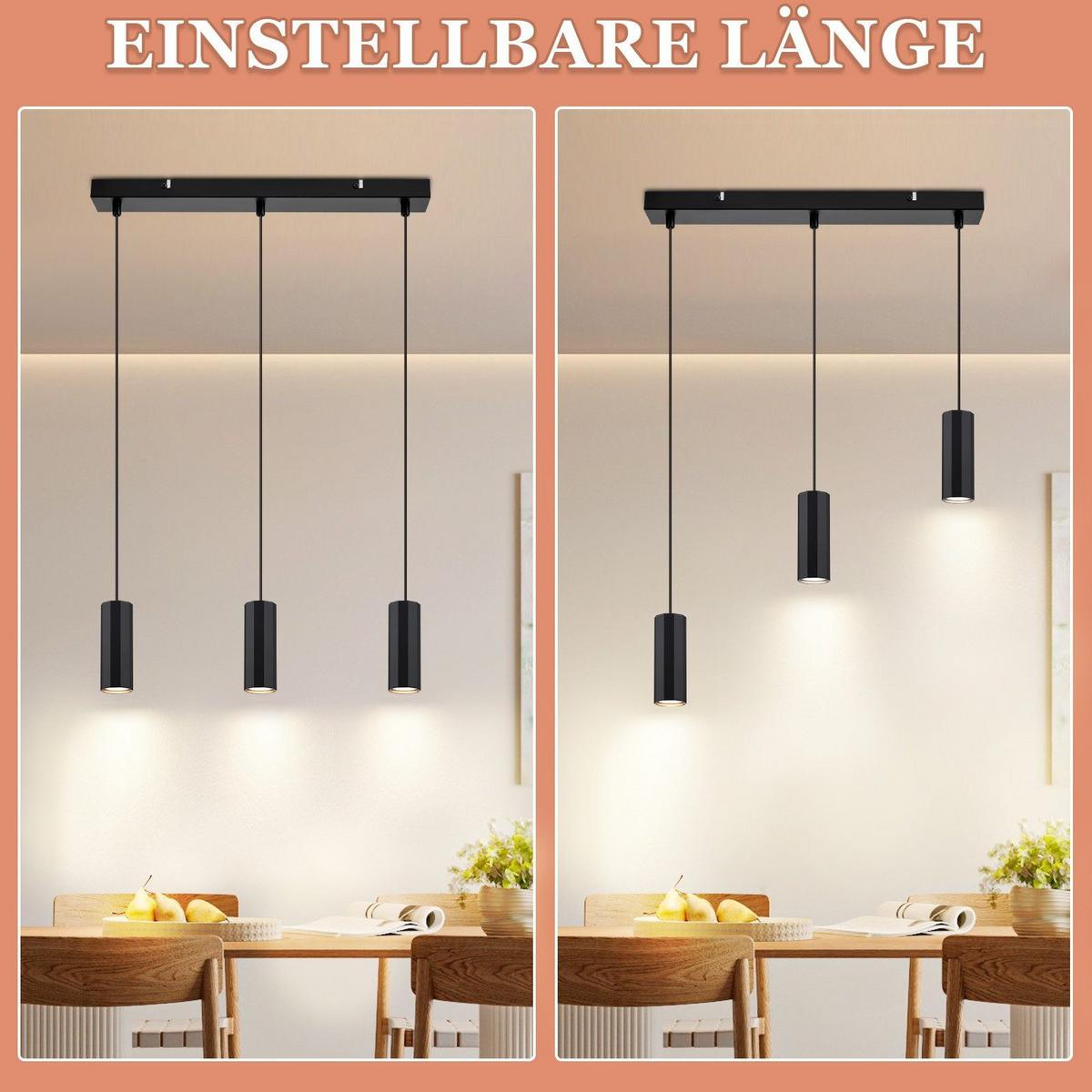 PENDELLEUCHTE Stärke 3-flammig 44/6/170 cm - Schwarz, Metall (44/6/170cm) - Nettlife