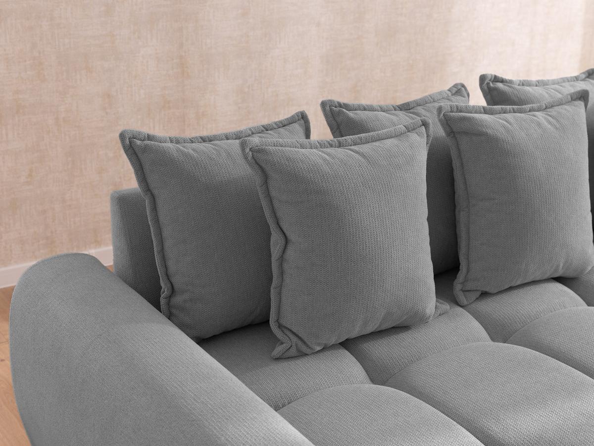 ECKSOFA Bubble mit losen Rückenkissen und Sitzfläche in Bubble-Optik aus weichem Grau Strukturstoff mit schöner Sitzkomfort - Ottomane links - Schwarz/Grau, Holz/Kunststoff (180/306cm) - S-Style Möbel