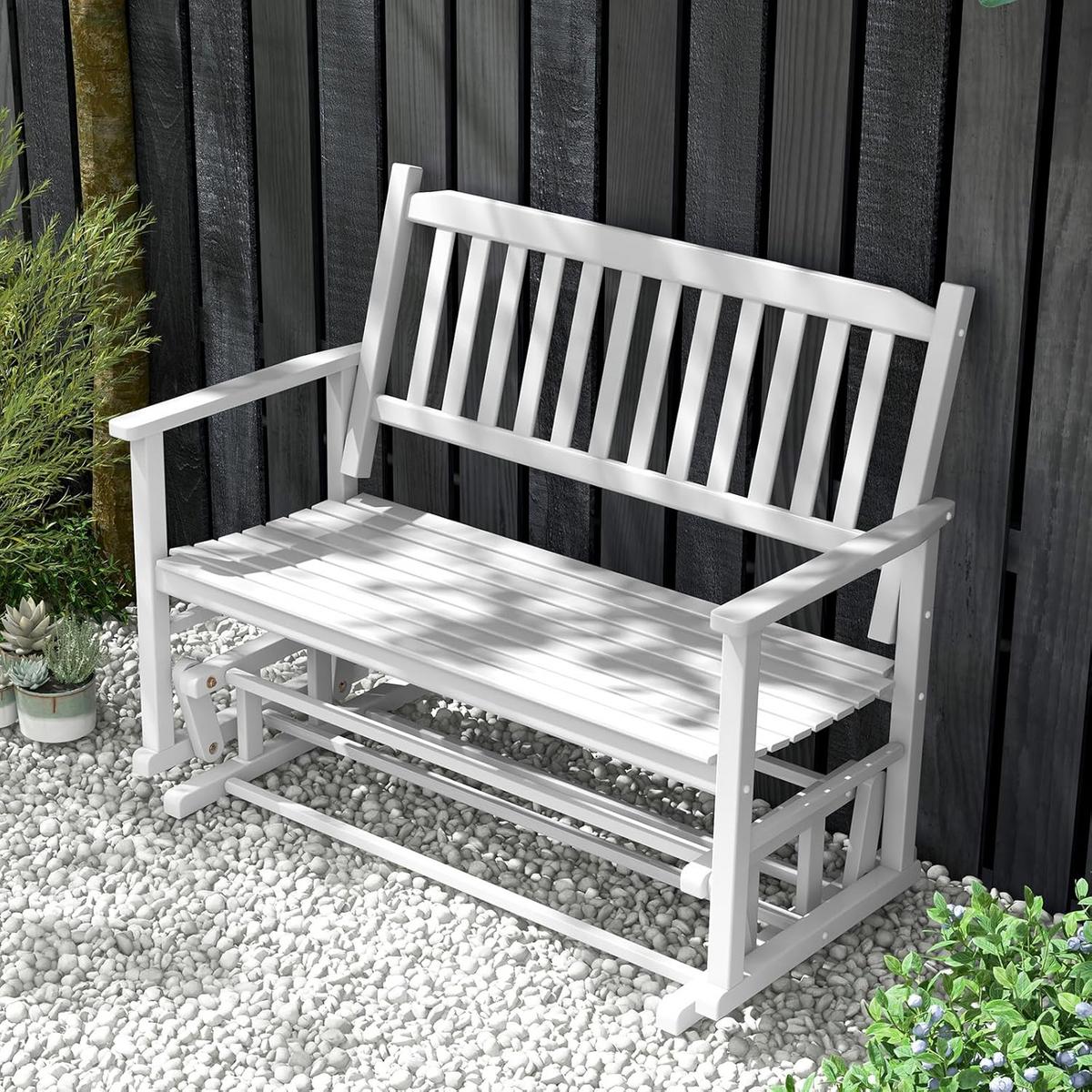 SCHAUKELBANK Weiß - Weiß, Holz (126/100/68cm) - COSTWAY