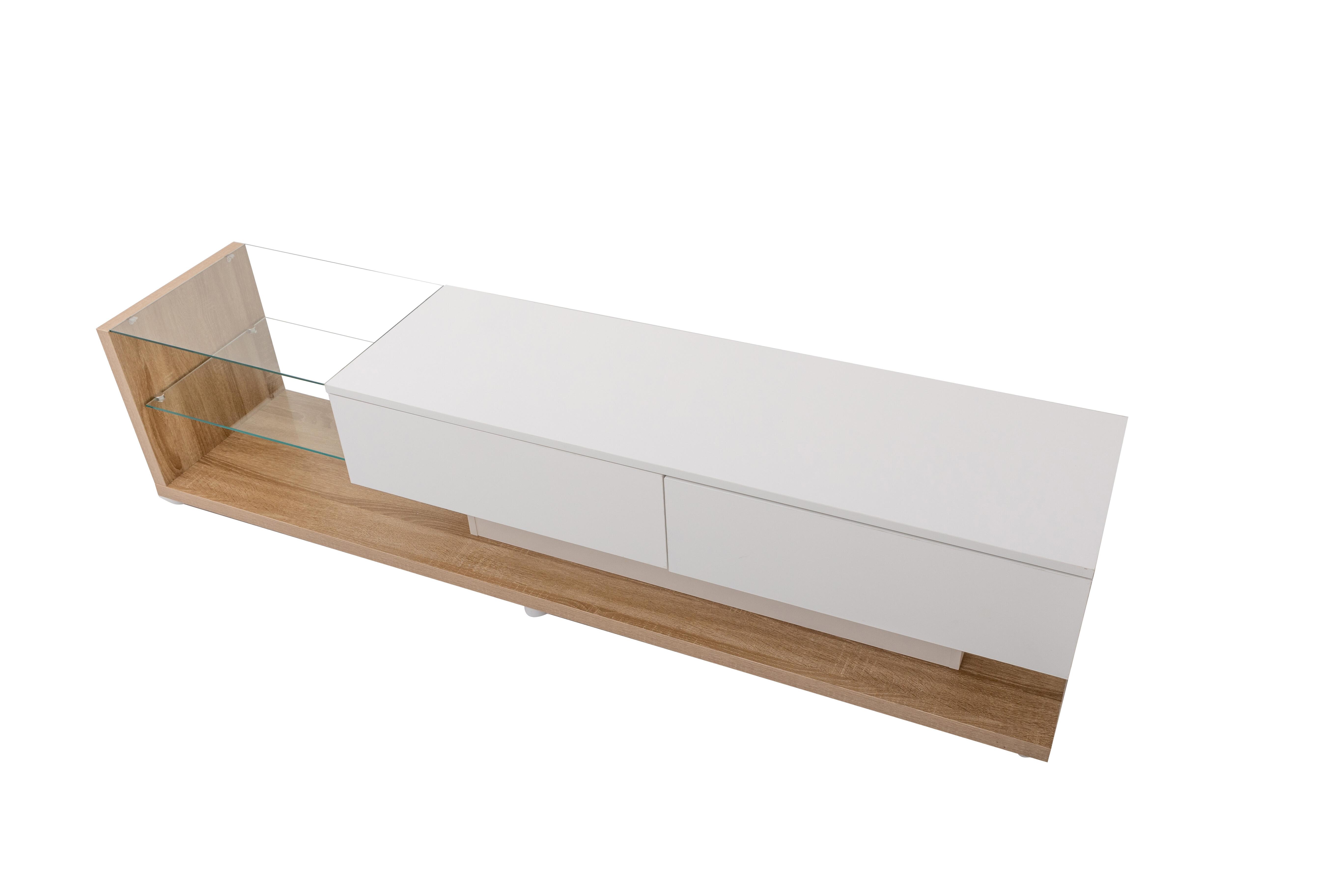 TV-MÖBEL Weiß 170/36/38CM - Schwarz, Holzwerkstoff (36/38/170cm) - Urban Meuble