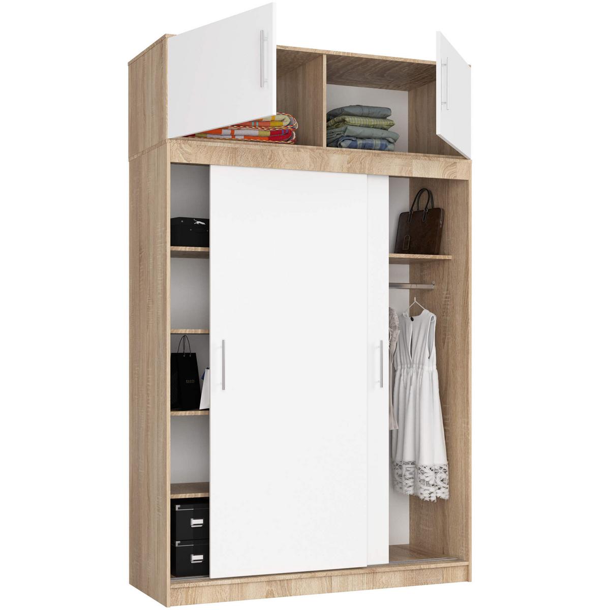 KLEIDERSCHRANK Eiche Sonoma, Weiß 245/150/60 - Weiß, Holzwerkstoff (150/245/60cm) - RAUMHIRSCH FURNITURE