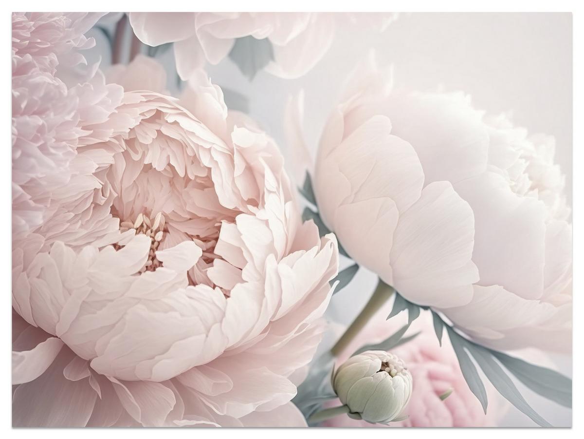 FOTOTAPETE für Schlafzimmer Große Blumen Rosa Pfingstrosen 450x315 - Rosa/Grün, Papier (450/315cm) - Muralo