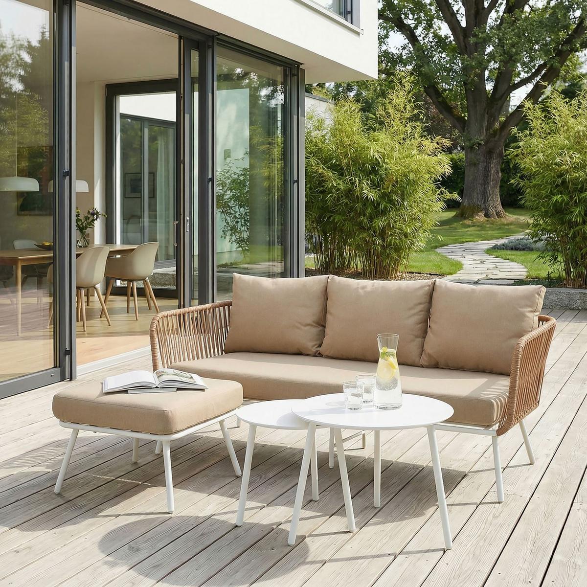GARTENMÖBEL MYKONOS - Beige/Weiß, Metall - IDIMEX