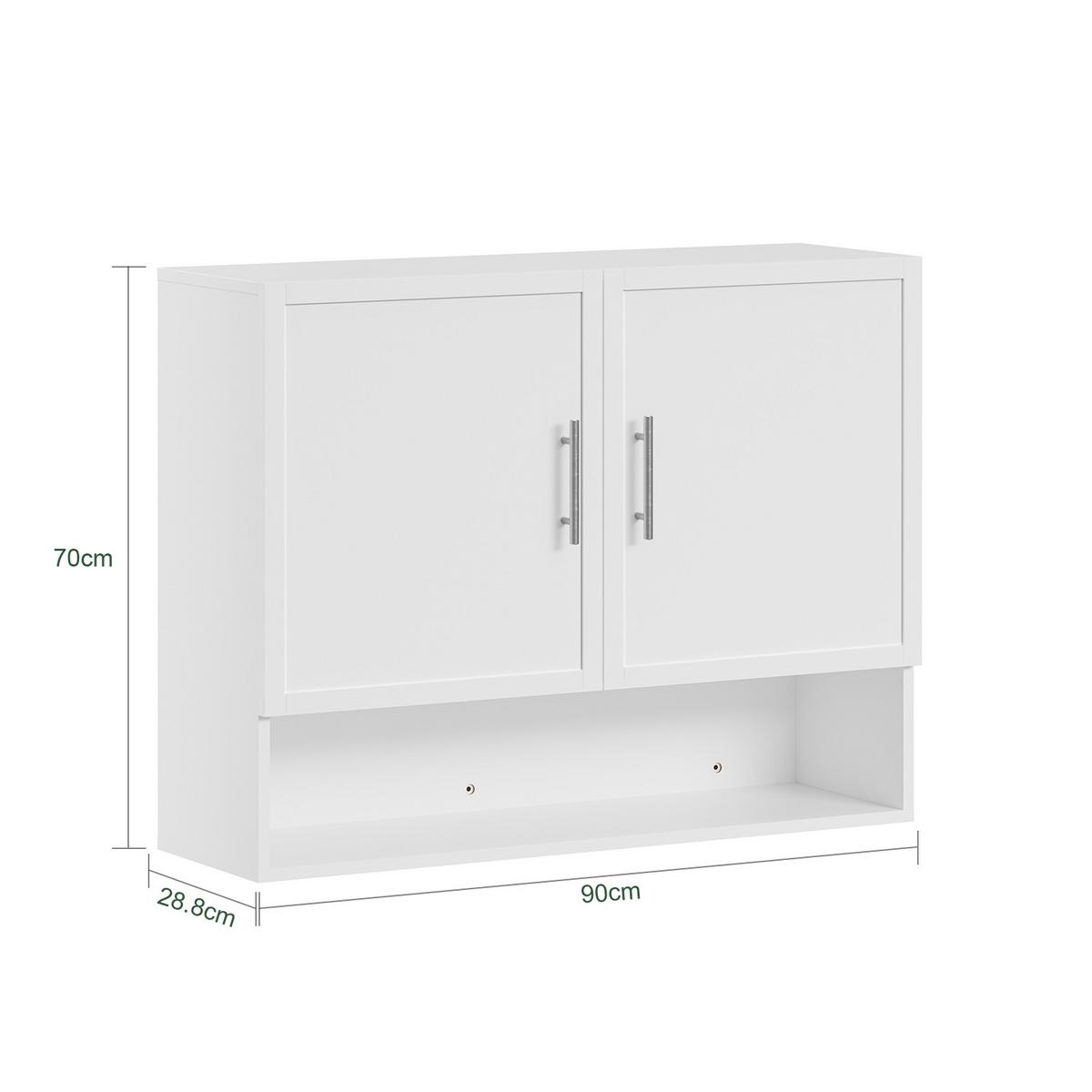 WANDSCHRANK mit offenen Fach und Doppeltüren BZR233-W - Weiß, Holzwerkstoff (90/28.5/70cm) - SoBuy