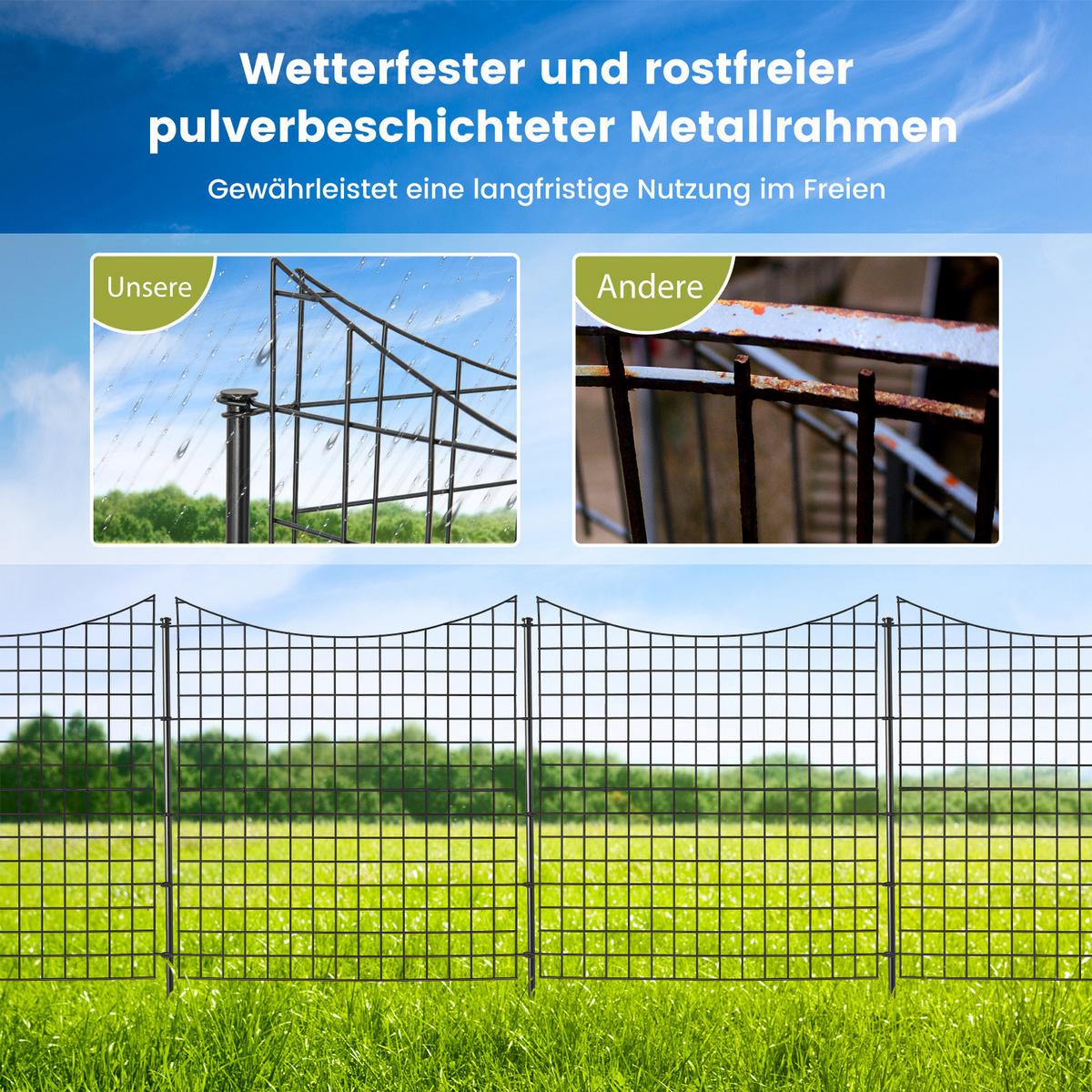 ZAUNELEMENTE Schwarz - Schwarz, Metall (98/1cm) - COSTWAY