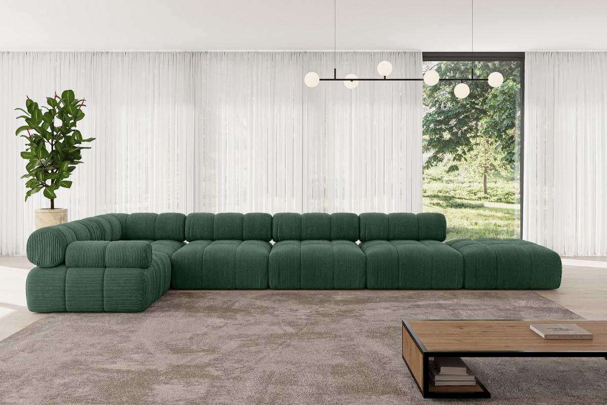 ECKSOFA modulares Sofa Felto-L3 - 475x190x70 cm Grün Cord - Grün, Holzwerkstoff/Textil (475/190cm) - ALTDECOR