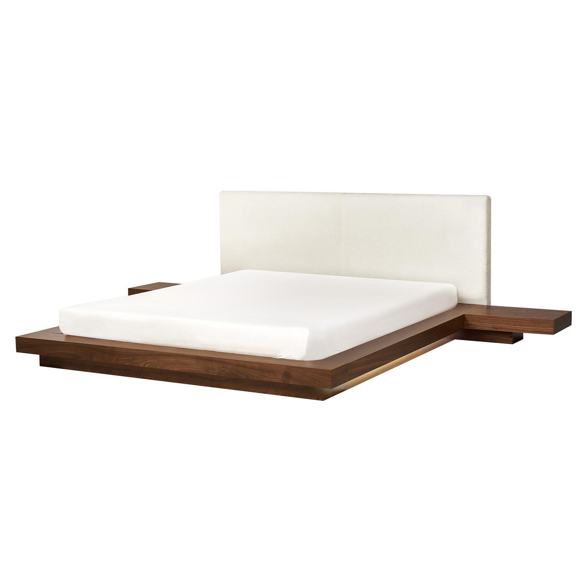 BETT mit LED 160/200 cm MDF-Platte Braun Zen - Braun, Holz (160/200cm) - Beliani