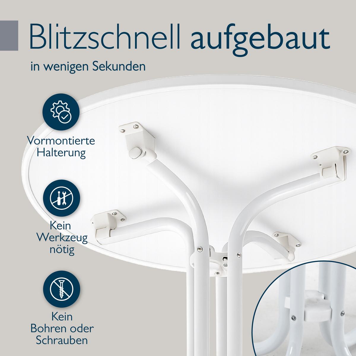 BISTOTISCH Bistroni WP Ø80xH70cm Weiß - Weiß, Holzwerkstoff (70/80/70cm) - Beautissu 