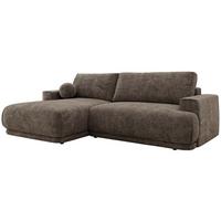 ECKSCHLAFSOFA RINA L Braun Schenille grob gewebt - links - Schwarz/Braun, Kunststoff/Textil (267/170cm) - MKS