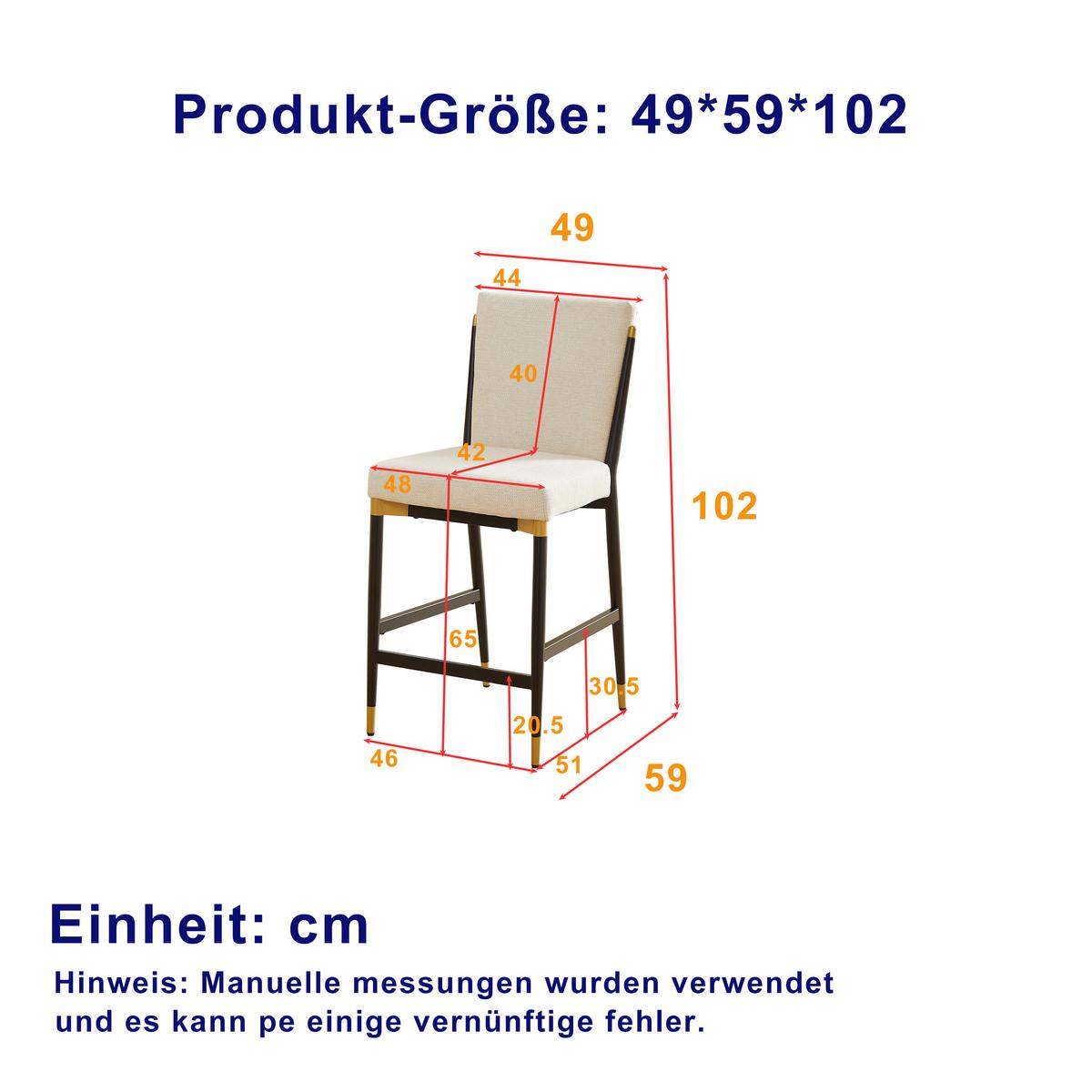 BARHOCKER 2er-Set mit Skandinavisches Design - Weiß, Textil (49/102/59cm) - Urban Meuble