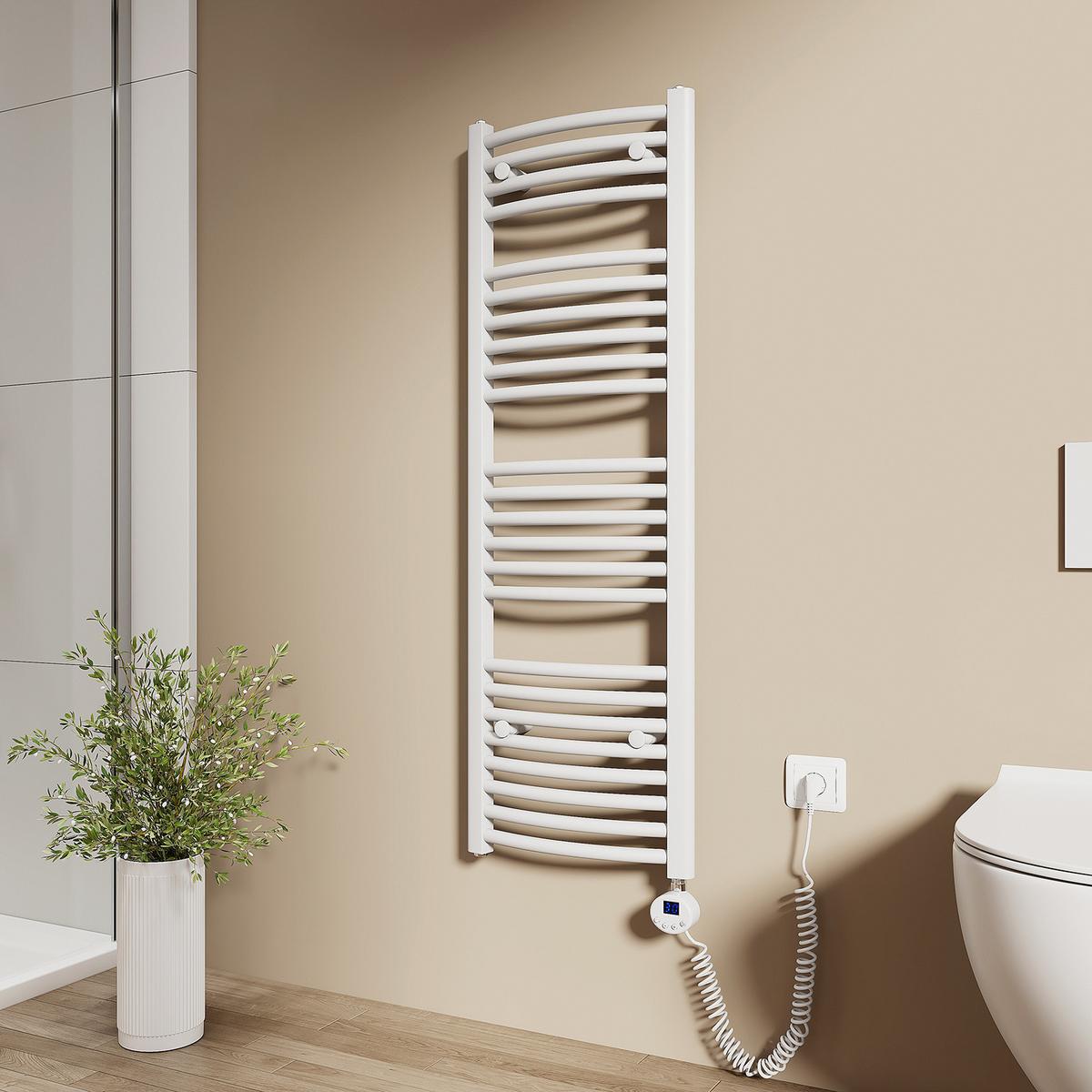 HANDTUCHHEIZKÖRPER elektrisch gebogen Weiß 120/40 cm - Weiß, Metall (40/120/4.4cm) - EMKE