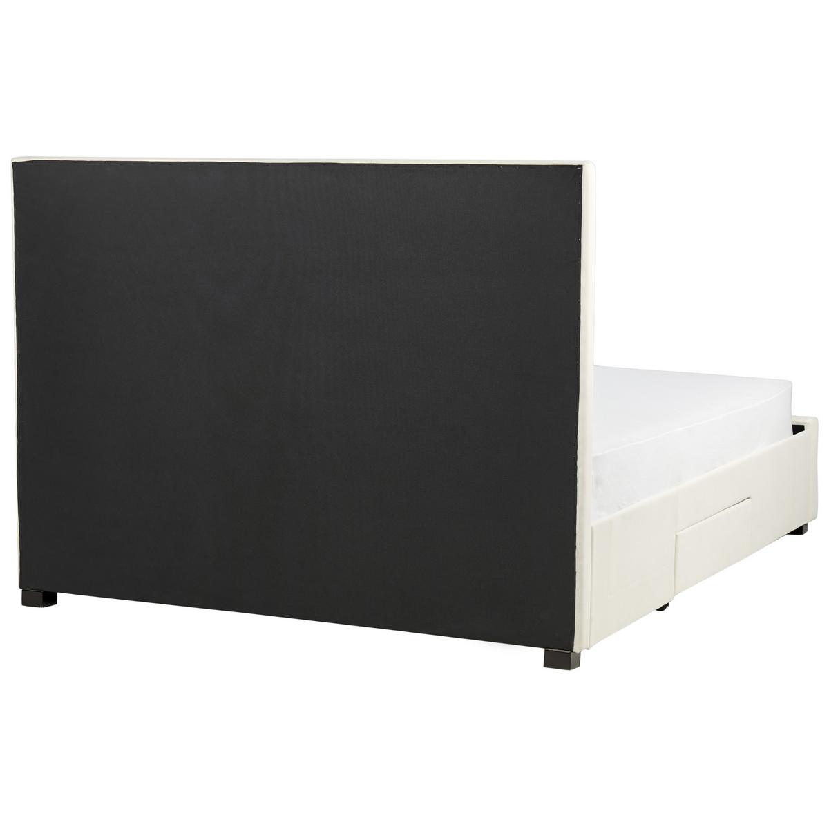 BETT mit Schubladen 160/200 cm Samtstoff Hellbeige Lievin - Beige, Textil (160/200cm) - Beliani