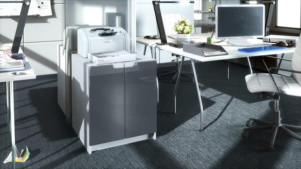 KOMMODE Logan Fronten in Grau Hochglanz - Grau, Holzwerkstoff (51/60.5/54cm) - Vladon