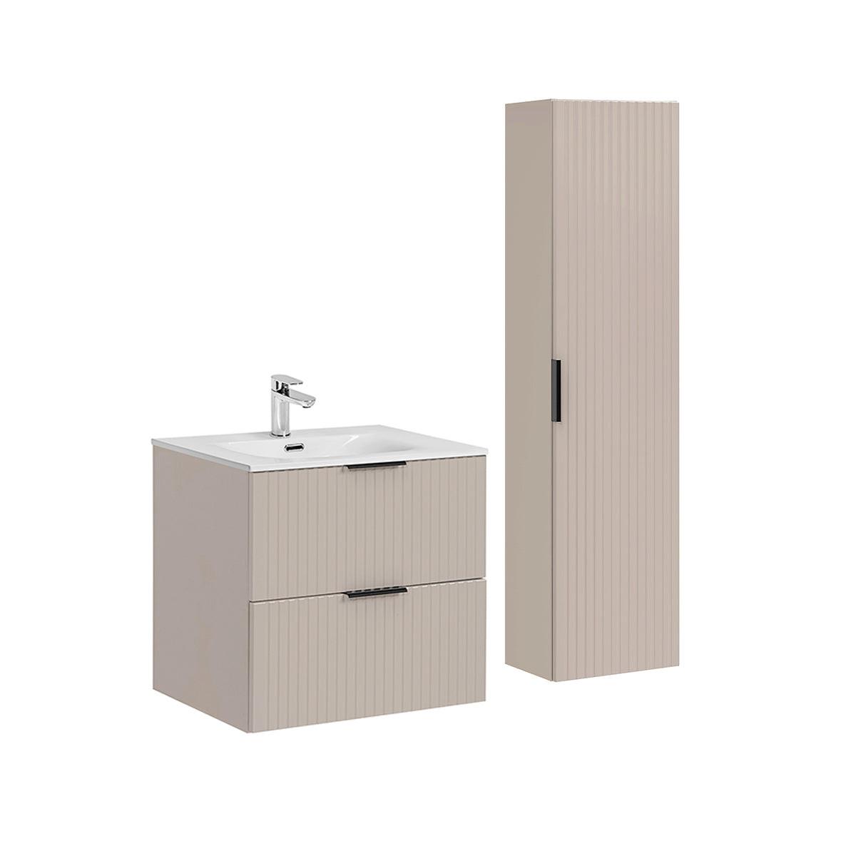 BADMÖBEL 60.2cm Adriel 2er-Set Kaschmir - Beige, Holzwerkstoff (60.2/57/46cm) - Petits-meubles
