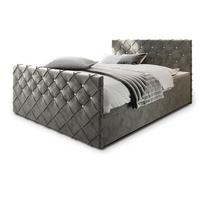 BOXBETT MANDI 200x200 cm mit Matratze und Topper, H2+H3 - Grau - Grau, Holz (200/200cm) - MASSENO