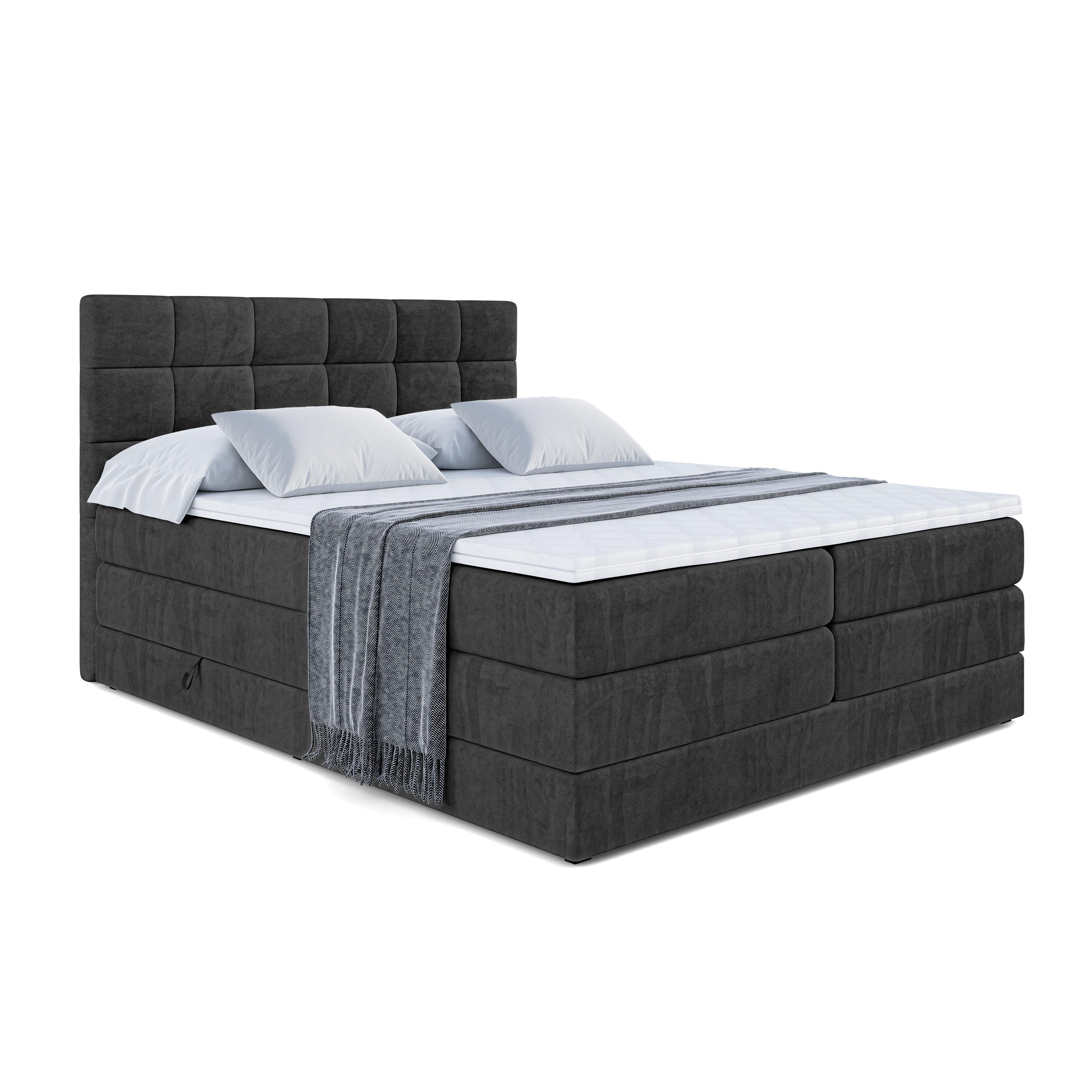 BOXSPRINGBETT BRUGO KING - 180 x 200 - H3/H4 - Schwarz - Schwarz, Holzwerkstoff (180/200cm) - ALTDECOR