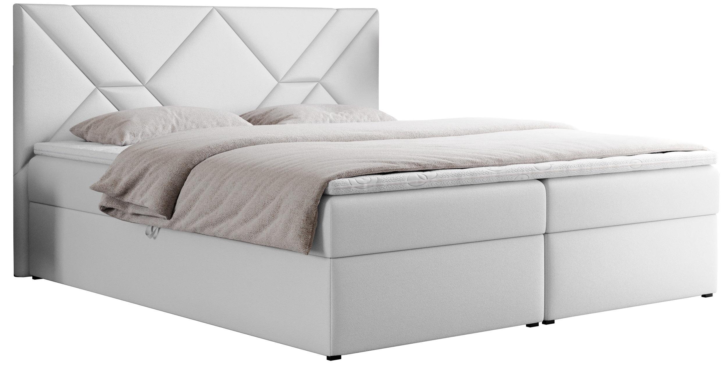 BOXBETT NEOMI 140/200 - Weiß Kunstleder - H4 - Visco - Weiß, Holz/Textil (140/200cm)