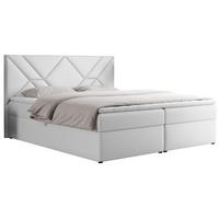 BOXBETT NEOMI 160/200 - Weiß Kunstleder - H3 - Visco - Weiß, Holz/Textil (160/200cm)
