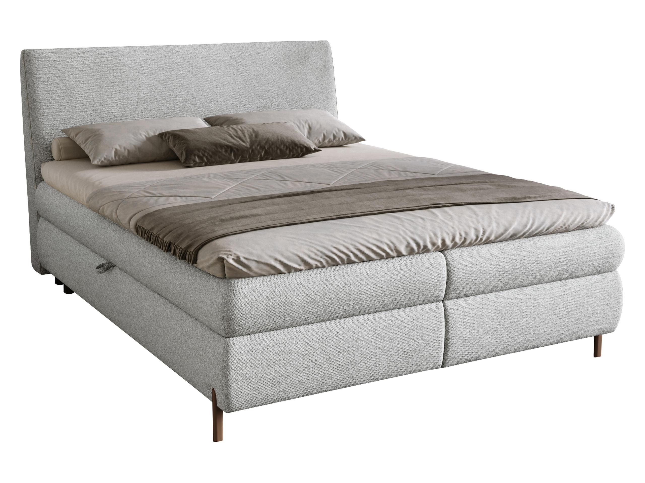 BOXBETT Evia - H3 - Hellgrau/Braun, Holzwerkstoff/Textil (160/200cm) - MIRJAN24