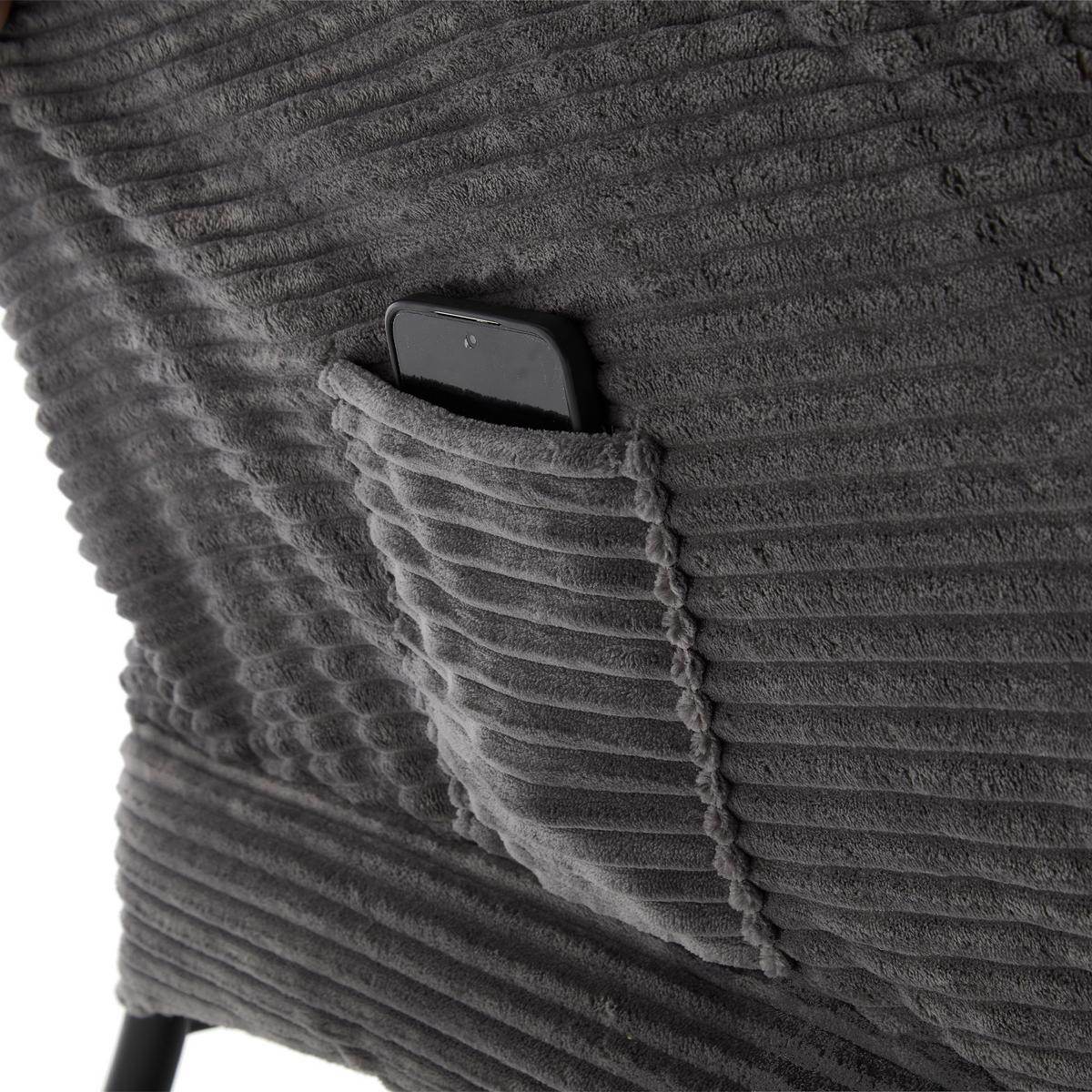 RELAXSESSEL moderner mit Fußhocker & Seitentasche – Gemütlicher Loungesessel in Grau für Wohnzimmer & Schlafzimmer - Grau, Textil (64/95/70cm) - Urban Meuble
