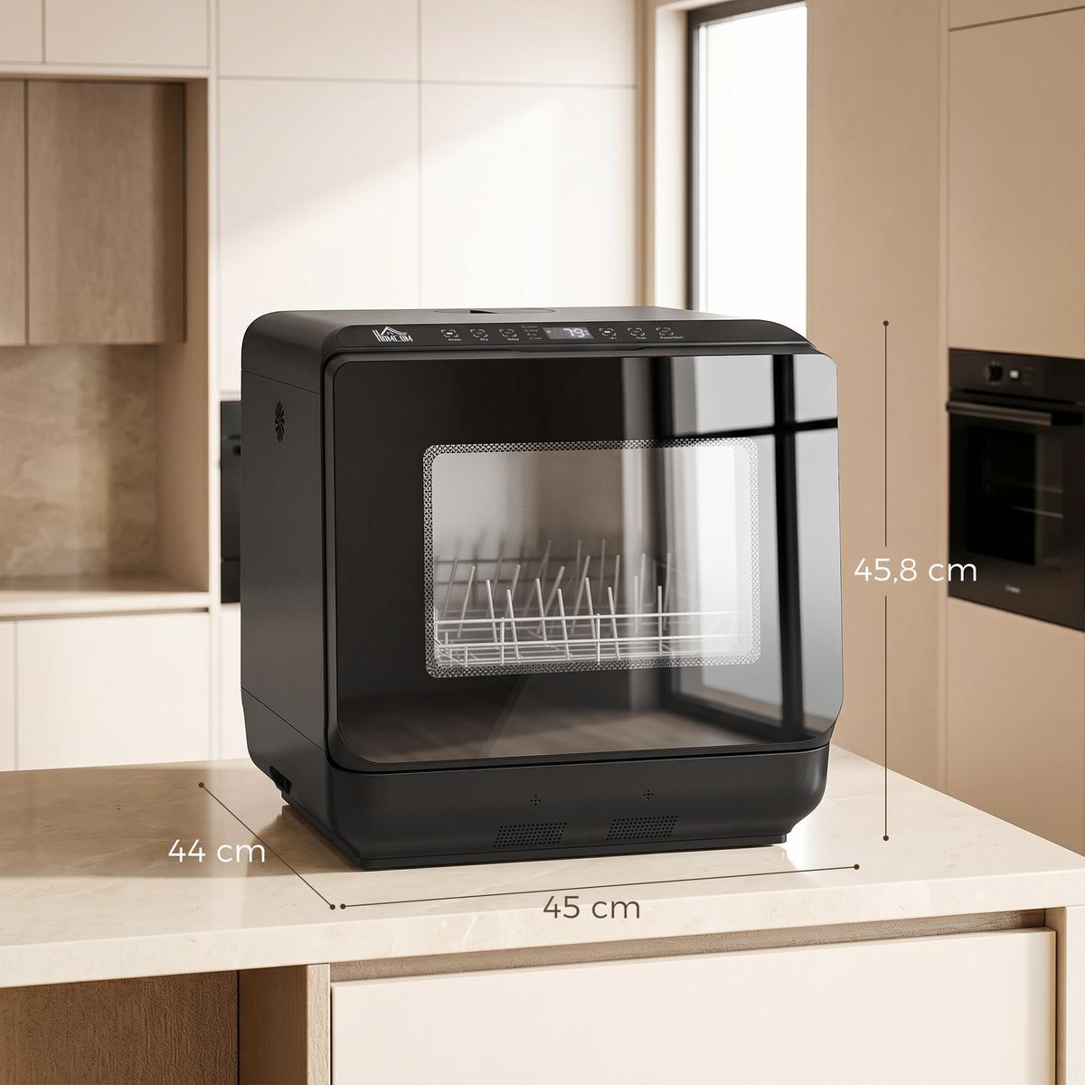 TISCHGESCHIRRSPÜLER Kunststoff Hartglas Schwarz - Schwarz, Kunststoff (44/45.8/45cm) - HOMCOM
