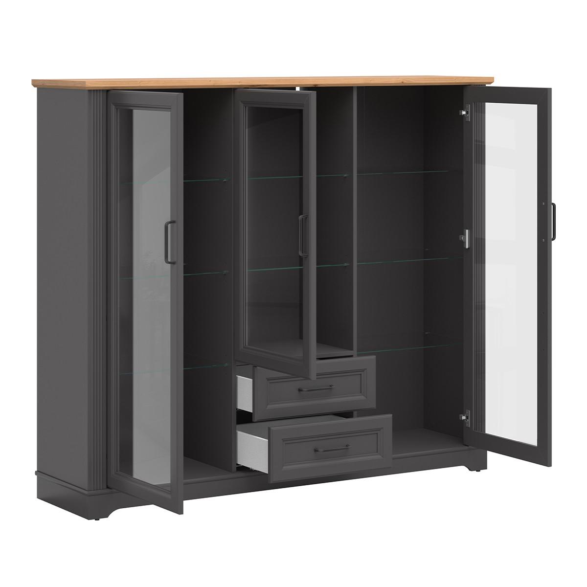 GESCHIRRSCHRANK Charlie Grau - Grau, Holzwerkstoff (168/146/42cm) - Petits-meubles