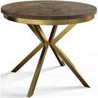 RUNDER Esszimmertisch BERGO, ausziehbarer Tisch Durchmesser: 120 cm/200 cm, Wohnzimmertisch Farbe: Grau, mit Metallbeinen in Farbe Gold - Dunkelbraun/Goldfarben, Holzwerkstoff (120/120/76cm) - Alpi-Möbel