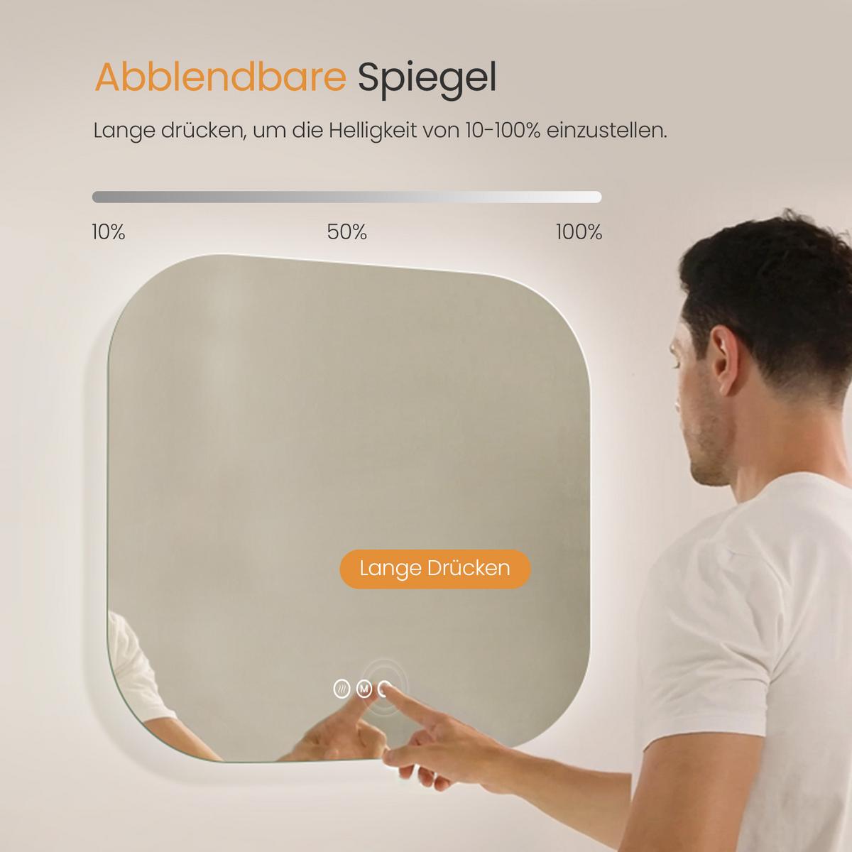 BADSPIEGEL mit Beleuchtung Quadratischer 60/60 cm - Transparent, Glas (60/60/2.5cm) - EMKE