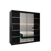 SCHWEBETÜRENSCHRANK 200/200/62 2-türig - Silberfarben/Schwarz, Holz/Kunststoff (200/200/62cm) - MÖBEL KRYSPOL