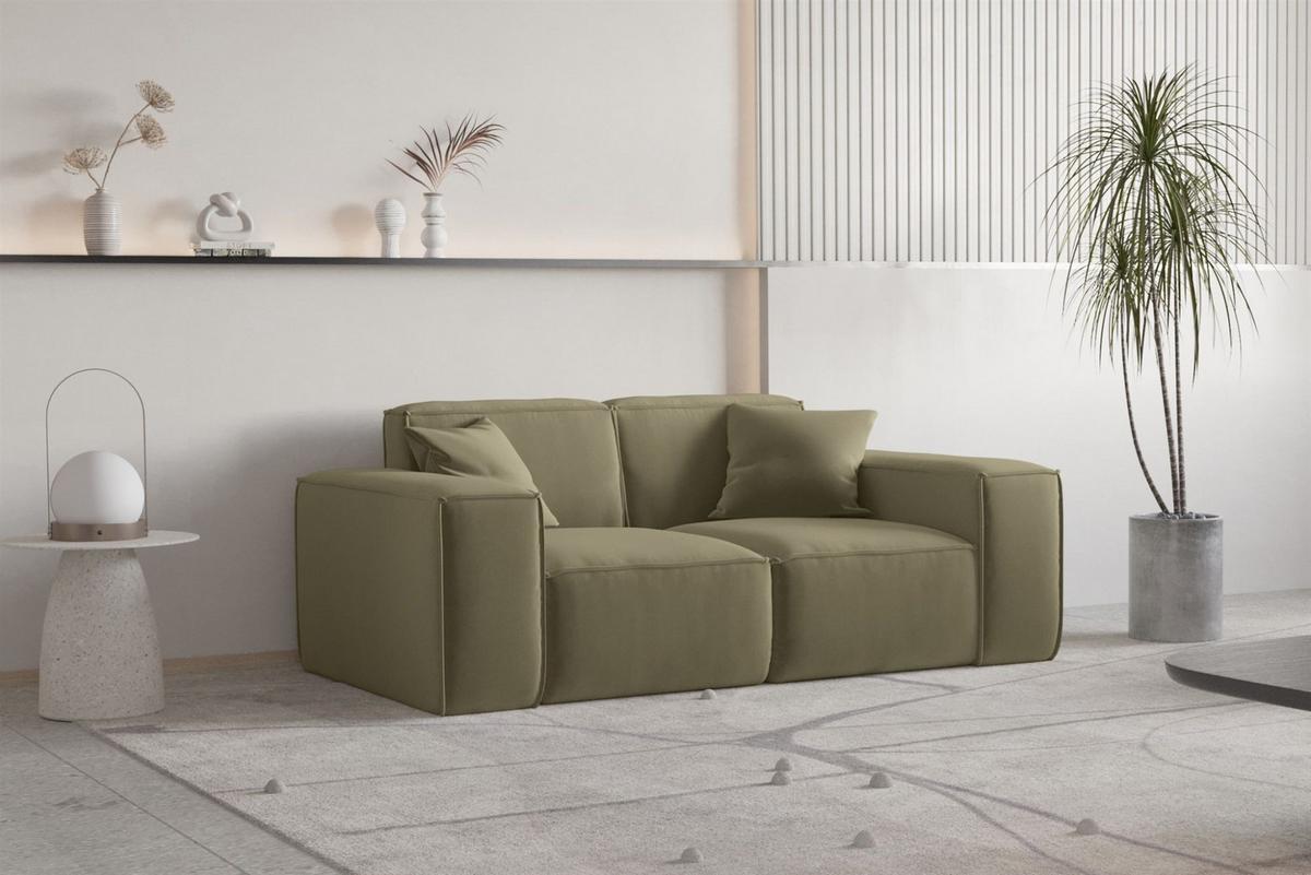 SOFA Celes Premium 2-sitzer Opera Velvet - Olivgrün, Holzwerkstoff/Textil (186/73/88cm) - Fun Möbel