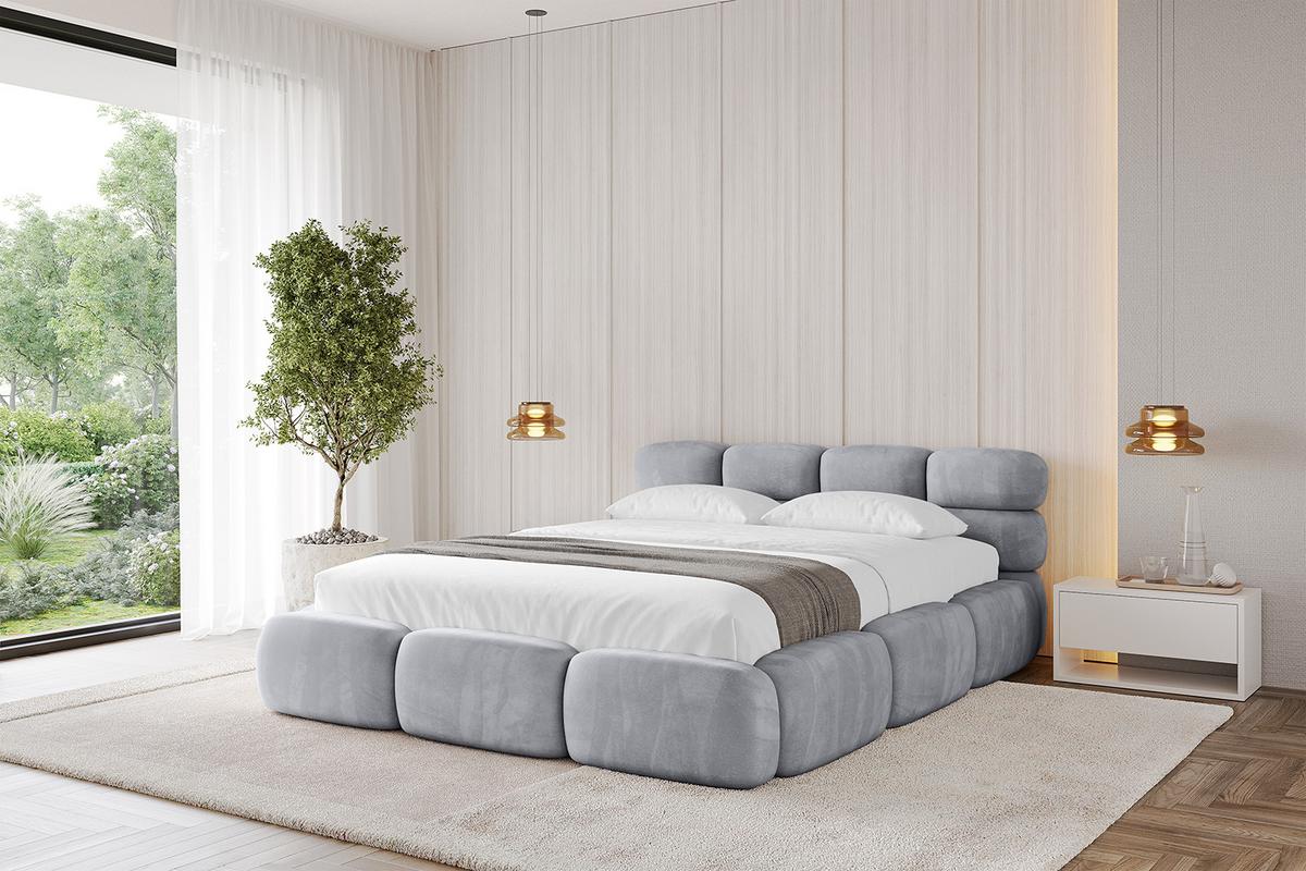 POLSTERBETT mit Bettkasten und Lattenrost, Boxbett ohne Matratze - NOMA 120x200 Hellgrau - Hellgrau, Holzwerkstoff/Textil (120/200cm) - ALTDECOR