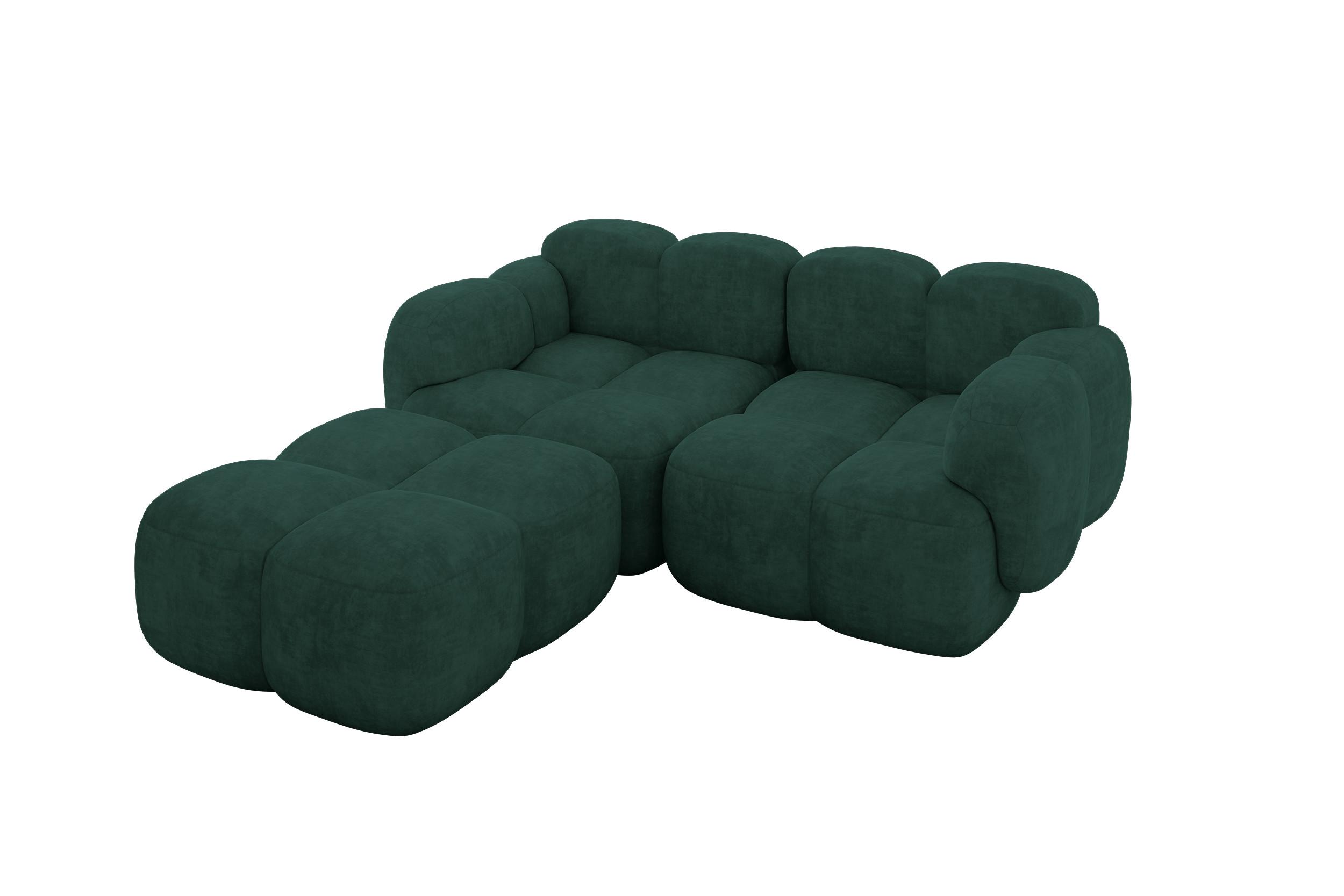 ECKSOFA modulares Sofa Links Miko-L1 214x205x75 Grün Velours - Schwarz/Grün, Holzwerkstoff/Kunststoff (214/205cm) - ALTDECOR
