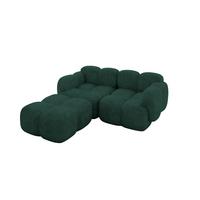 ECKSOFA modulares Sofa Links Miko-L1 214x205x75 Grün Velours - Schwarz/Grün, Holzwerkstoff/Kunststoff (214/205cm) - ALTDECOR