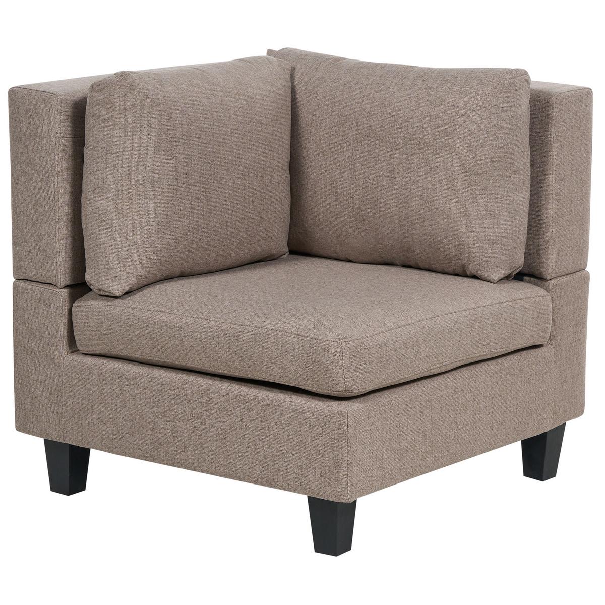 3-SITZER-SOFA Leinenoptik braun mit Ottomane Unstad - Schwarz/Braun, Textil (228/72/76cm) - Beliani