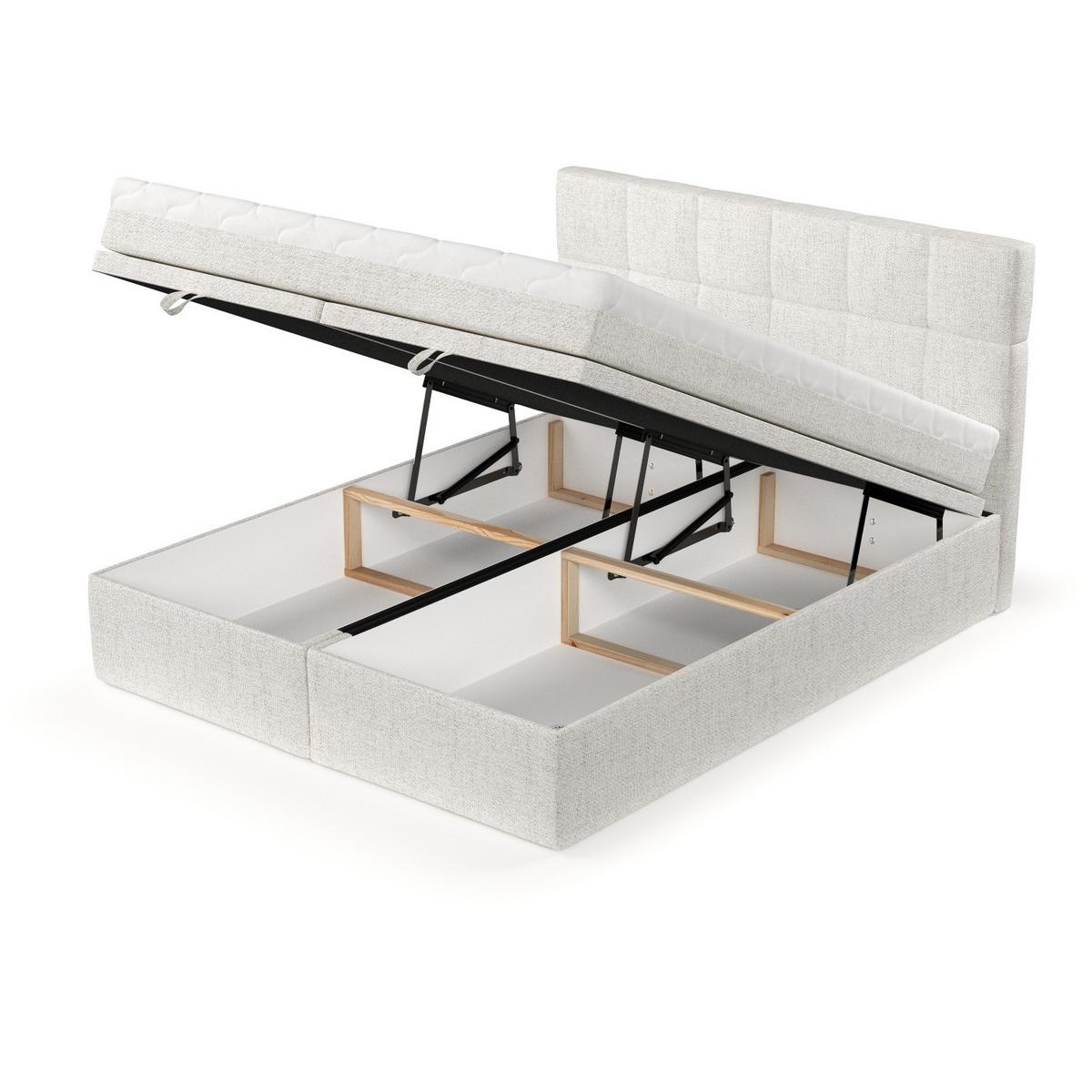 BOXBETT Elano 140/200 cm Creme im Neve Stoff - Creme/Schwarz, Holz/Holzwerkstoff (140/200cm) - AltaBeds
