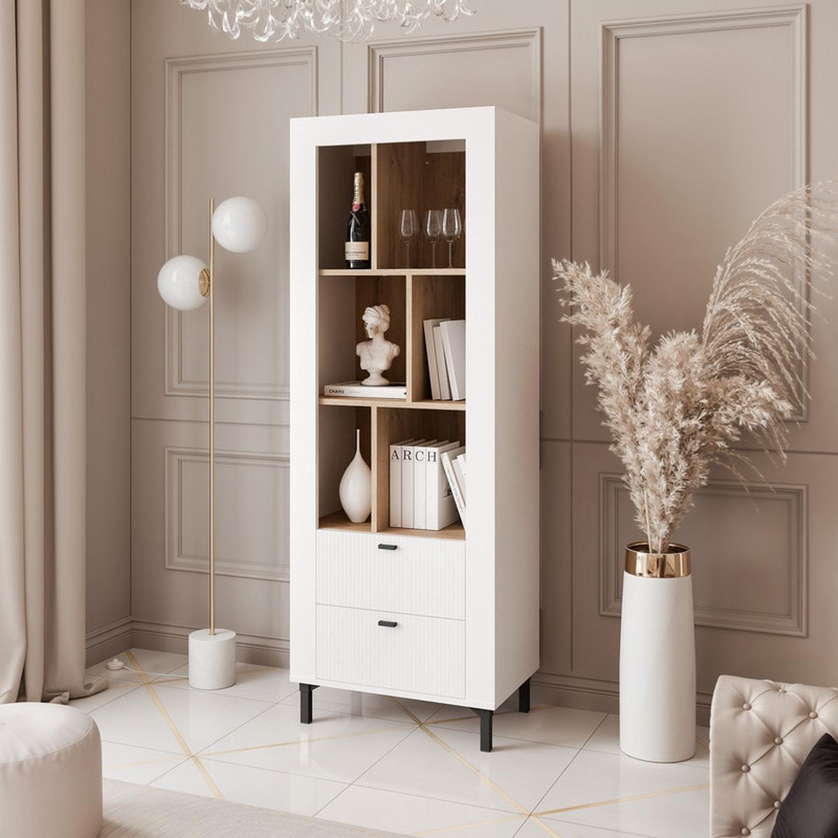 REGAL AVENA, 60/40/169 cm Weiß / Eiche - Weiß, Holzwerkstoff/Kunststoff (60/169/40cm) - Idohome