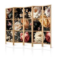 PARAVENT Japanischer 5-tlg 225x172 cm Bunte Blumen - Multicolor, Holz/Textil (225/172/3cm) - Muralo