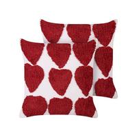 DEKOKISSEN 2er-Set Weiß 45/45 cm Mingora - Rot/Weiß, Naturmaterialien (45/45cm) - Beliani