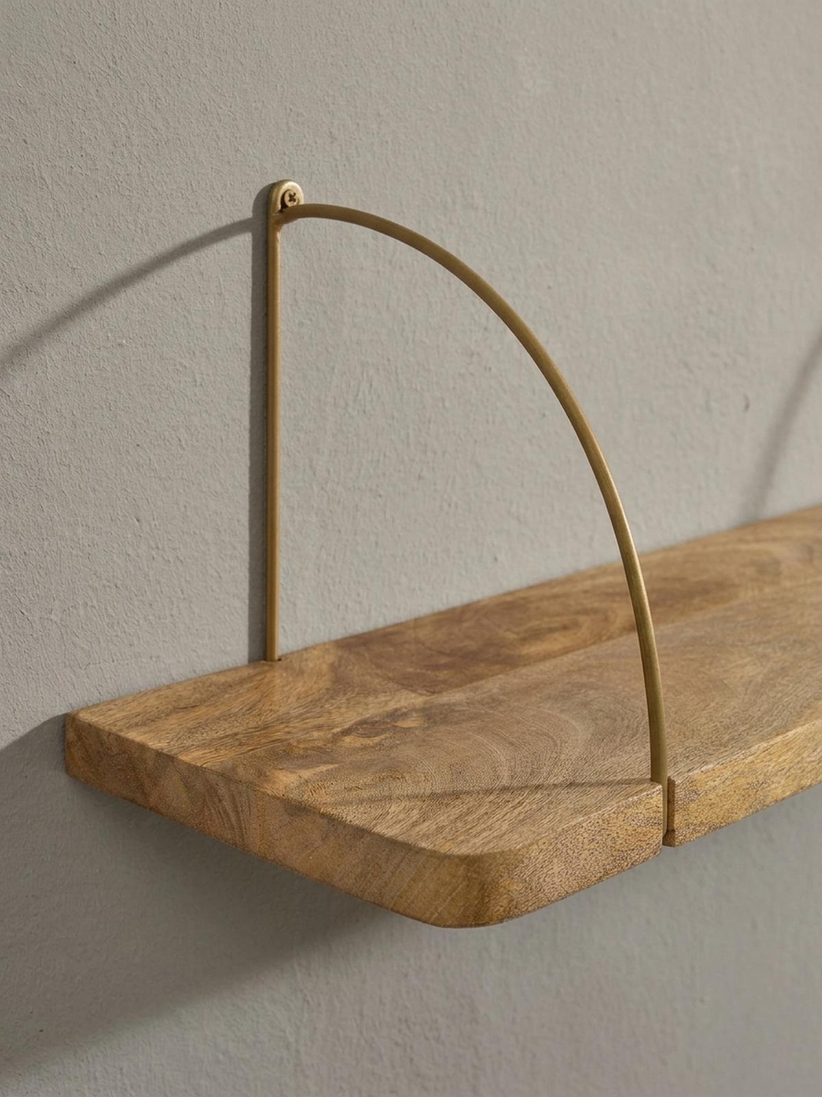 WANDREGAL TEVERE Mango Massivholz Eisen Industrial, Beige 120x22x25 cm - Beige, Holz/Metall (120/25/22cm) - KADIMA DESIGN