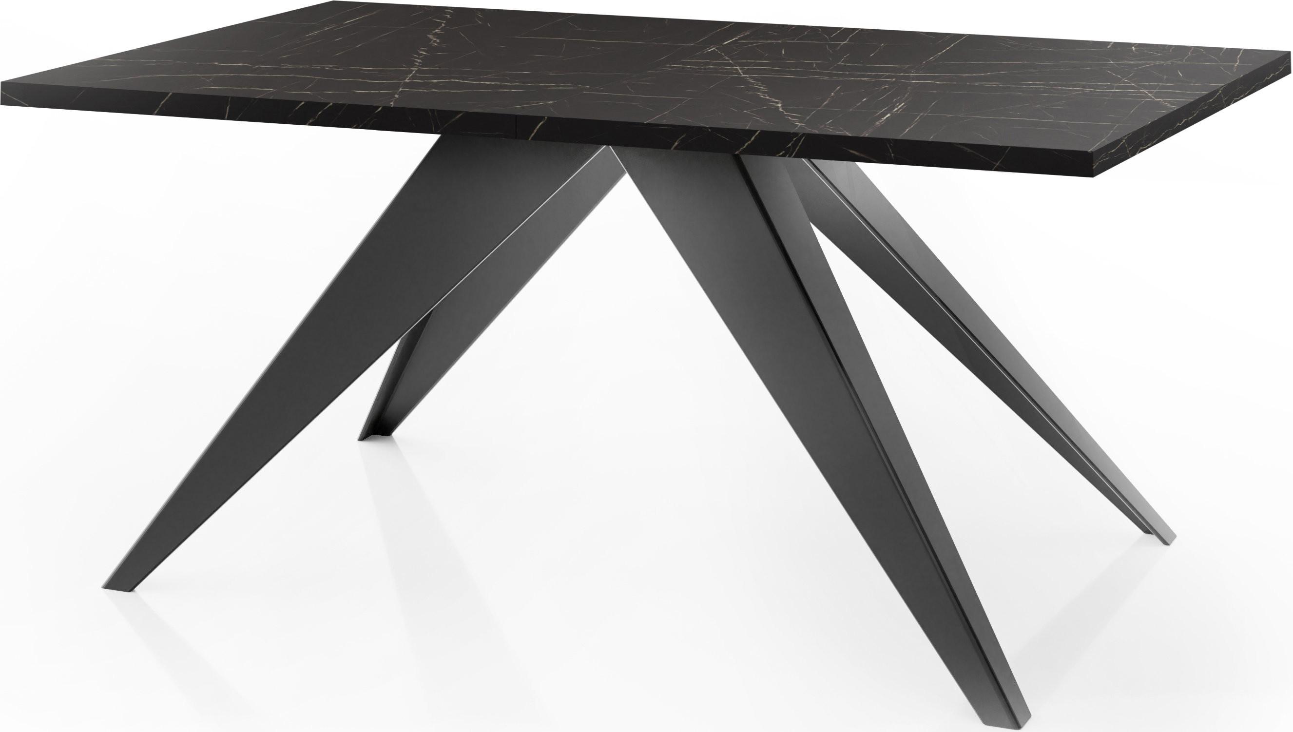 ESSTISCH Vance rechteckig ausziehbar, Marmor Schwarz 140-240/80/76 cm - Anthrazit/Schwarz, Holzwerkstoff/Metall (80/240/76cm) - WFL GROUP