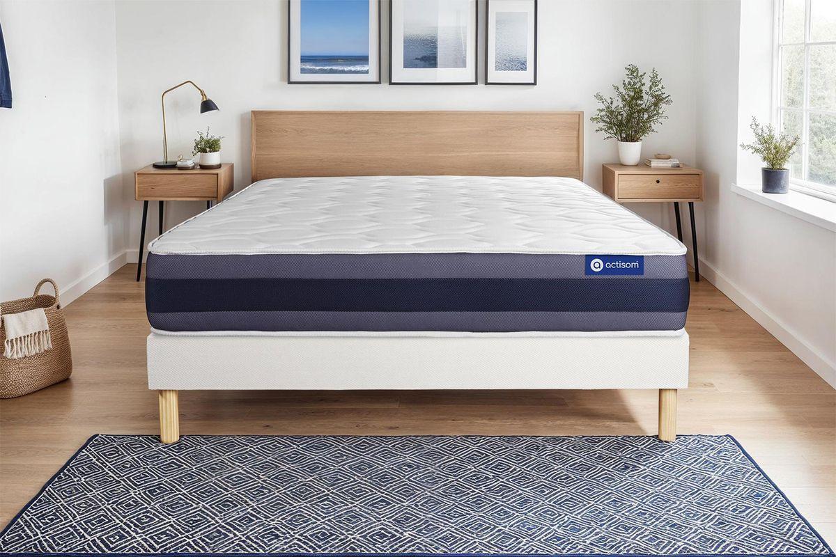 BETT Actiflex morpho Taschenfederkern und Memory-Schaum 80 x 200 cm h1 - Kit Bettgestell Weiß - Beige/Weiß, Karton/Holz (80/200cm) - ACTISOM