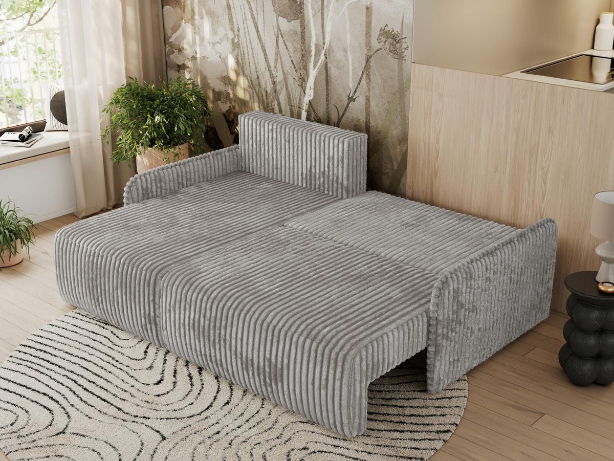 ECKSCHLAFSOFA ARPA L Grau Cord - links - Schwarz/Grau, Kunststoff/Textil (198/150cm) - MKS