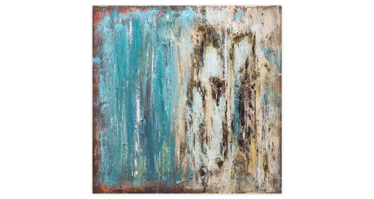 ÖLGEMÄLDE 80/80 cm - Blau/Braun, Holz/Textil (80/80cm) - KUNSTLOFT